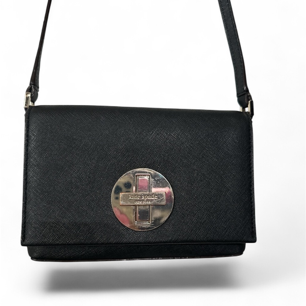 Kate Spade Black Mini Casual Travel Crossbody with Silver Accent